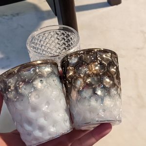 Two Blanc facet tealight holders